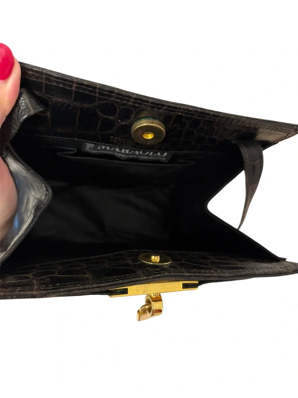 Vintage Maraolo Genuine Leather Crocodile-Embossed Shoulder Bag